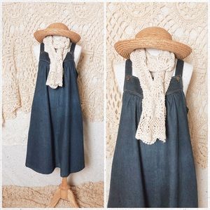 VNTG | dark denim pinafore dress